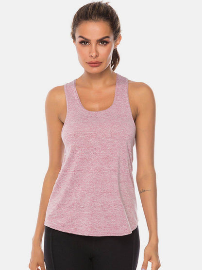 Full Size Scoop Neck Wide Strap Active Tank - MimiStylez