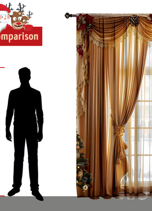 2PCs Christmas Curtain 3D Digital Printing