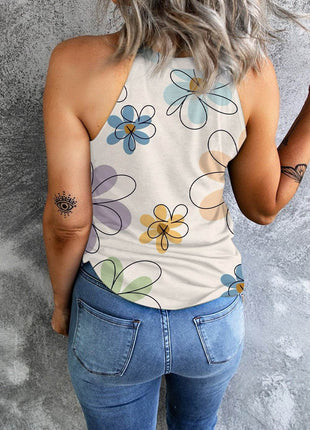 Printed Round Neck Tank - MimiStylez