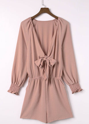 Tied Flounce Sleeve Plunge Romper - MimiStylez