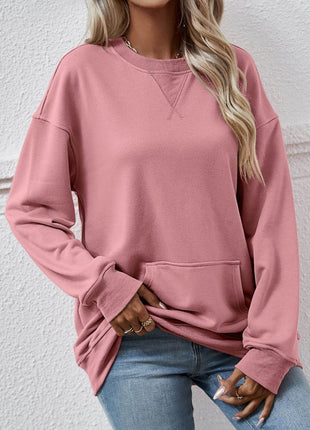 Round Neck Long Sleeve Sweatshirt - MimiStylez