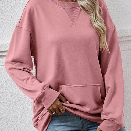 Round Neck Long Sleeve Sweatshirt - MimiStylez