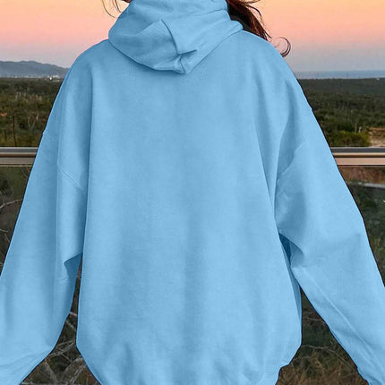 Drawstring Dropped Shoulder Hoodie - MimiStylez