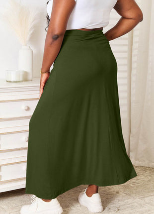 Double Take Full Size Soft Rayon Drawstring Waist Maxi Skirt Rayon - MimiStylez