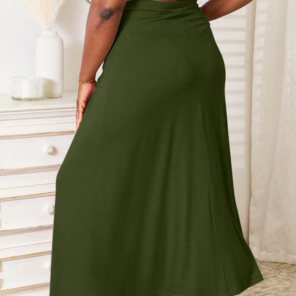 Double Take Full Size Soft Rayon Drawstring Waist Maxi Skirt Rayon - MimiStylez