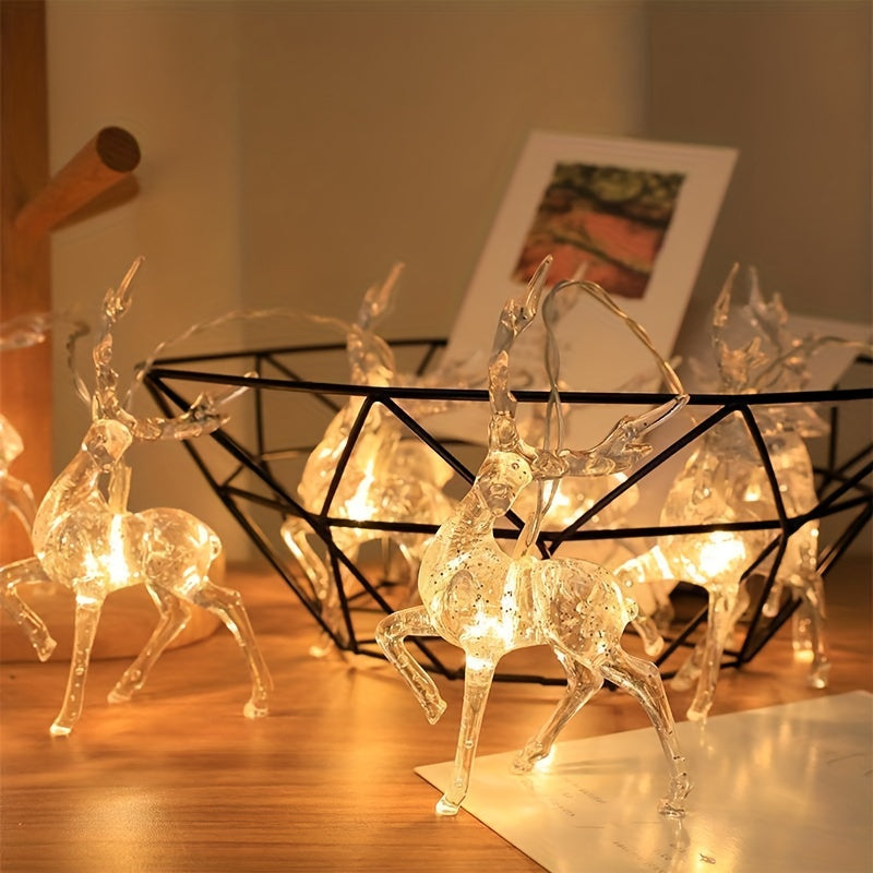 1pc Christmas Reindeer String Lights - Battery-Powered, Indoor/Outdoor Decorative Lights for Christmas Tree, Wedding, Curtain, Garland, Garden, Party, Room, and Bedroom Decoration