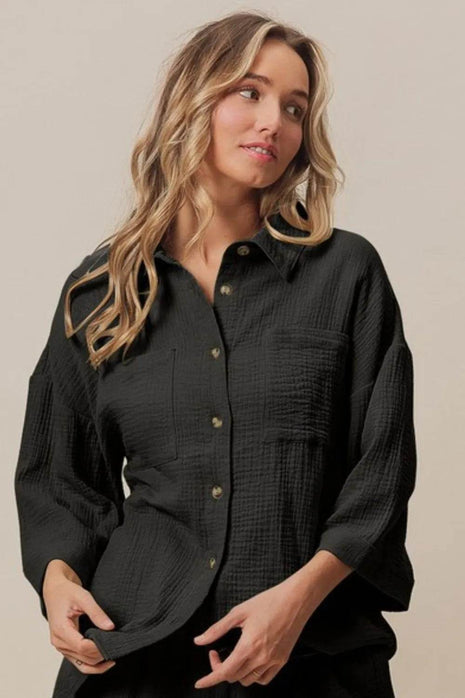 BiBi Crinkle Gauze Shirt and Short Set - MimiStylez