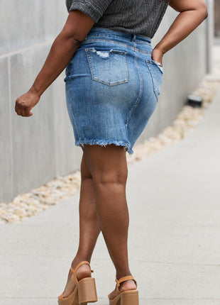 RISEN Amelia Full Size Denim Mini Skirt - MimiStylez