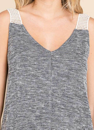 Culture Code Contrast Eyelet Strap Slit Ribbed Tank - MimiStylez