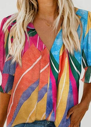 V-neck Half Sleeve Shirt For Women - MimiStylez