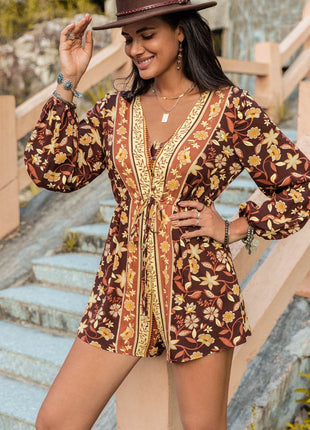 V-Neck Long Sleeve Romper - MimiStylez