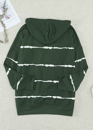 Drawstring Striped Dropped Shoulder Hoodie - MimiStylez