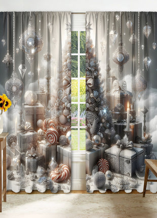 2PCs Christmas Curtain 3D Printing Curtain