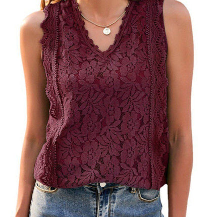 Lace V-Neck Tank - MimiStylez