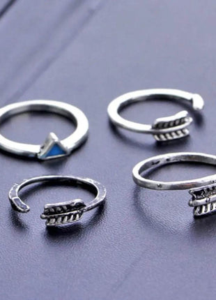 Alloy Turquoise 9-Piece Ring Set - MimiStylez