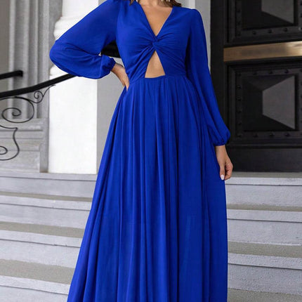 Twist Front Cutout Long Sleeve Dress - MimiStylez