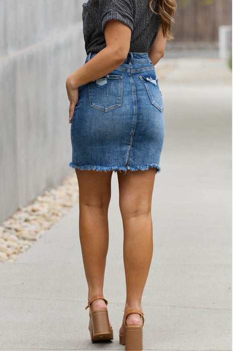 RISEN Amelia Full Size Denim Mini Skirt - MimiStylez