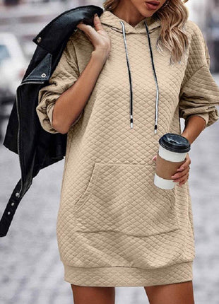 Textured Drawstring Tunic Hoodie - MimiStylez