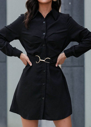 Belted Mini Shirt Dress - MimiStylez