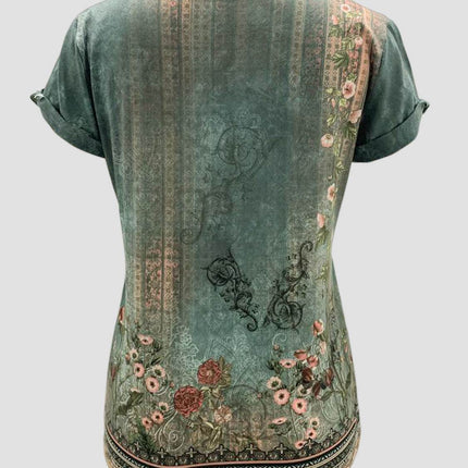 Printed Round Neck Short Sleeve T-Shirt - MimiStylez
