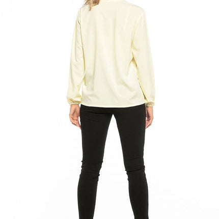Elegant Chiffon Blouse with Deep Neckline & Tie Detail - MimiStylez