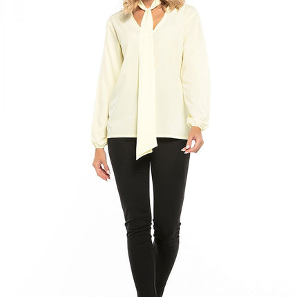 Elegant Chiffon Blouse with Deep Neckline & Tie Detail - MimiStylez