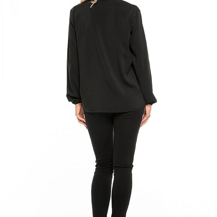 Elegant Chiffon Blouse with Deep Neckline & Tie Detail - MimiStylez