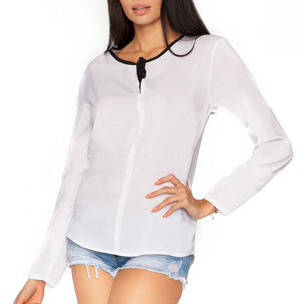 Elegant Chiffon Blouse with Teardrop Detail & Tie Neck - MimiStylez