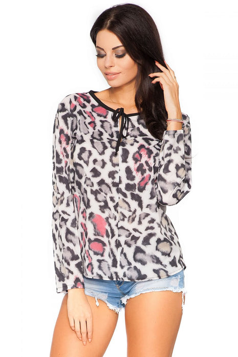 Elegant Chiffon Blouse with Teardrop Detail & Tie Neck - MimiStylez