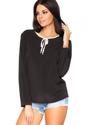Elegant Chiffon Blouse with Teardrop Detail & Tie Neck - MimiStylez