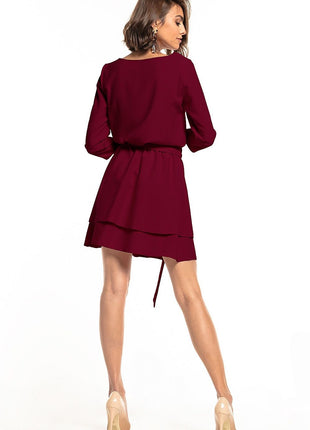 Elegant Dress with Double Skirt & 3/4 Sleeves - MimiStylez