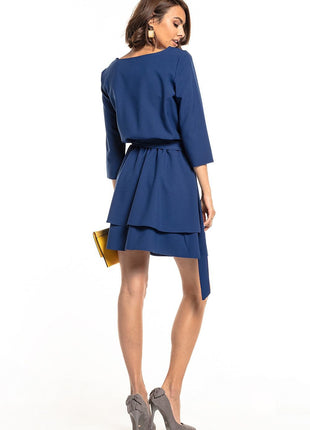 Elegant Dress with Double Skirt & 3/4 Sleeves - MimiStylez