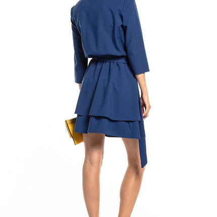 Elegant Dress with Double Skirt & 3/4 Sleeves - MimiStylez