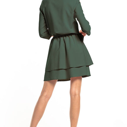 Elegant Dress with Double Skirt & 3/4 Sleeves - MimiStylez