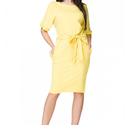 Elegant Knit Kimono Dress with Cuffed Sleeves & Tie Waist - MimiStylez