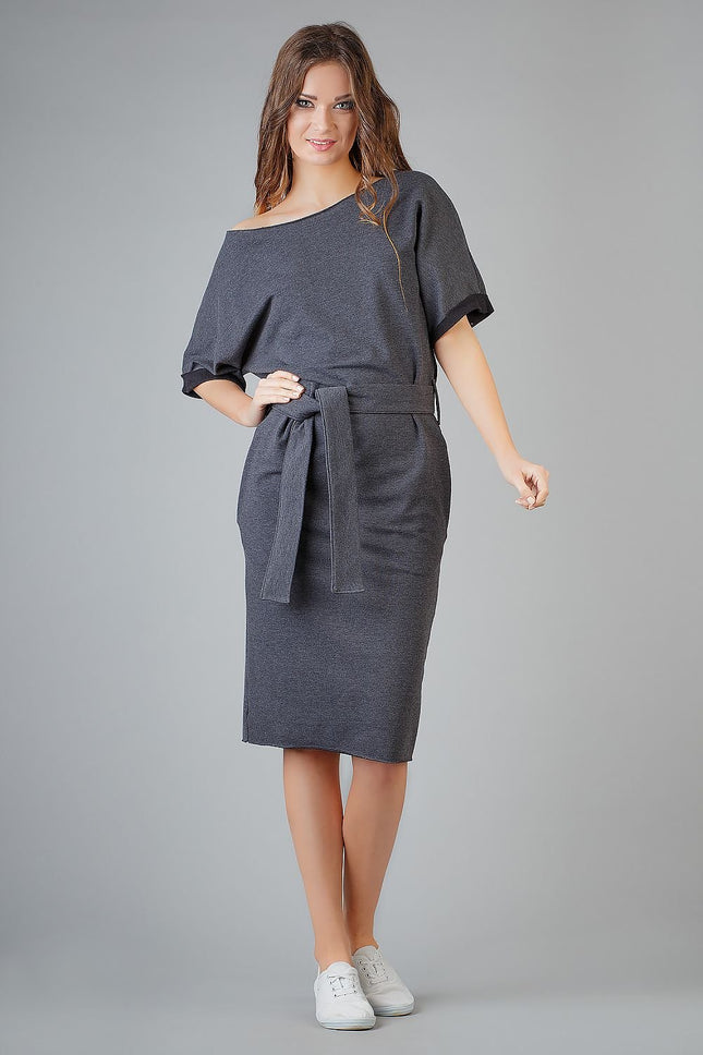 Elegant Knitted Kimono Dress with Decorative Cuffs & Pockets - MimiStylez