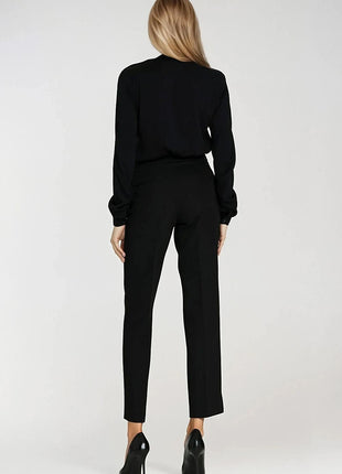Elegant Long Sleeve Blouse with Neck Tie & Delicate Slit Detail - MimiStylez