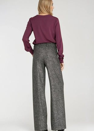 Elegant Long Sleeve Blouse with Slimming Front Pleat - MimiStylez