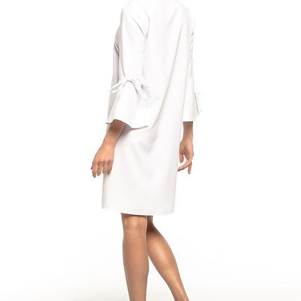 Elegant Loose Dress with Flirty Sleeve Frills & V - Neckline - MimiStylez