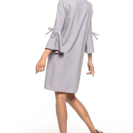 Elegant Loose Dress with Flirty Sleeve Frills & V - Neckline - MimiStylez