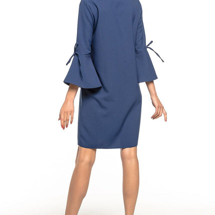 Elegant Loose Dress with Flirty Sleeve Frills & V - Neckline - MimiStylez