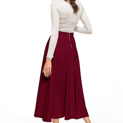 Elegant Midi Skirt with Glued Belt and Zipper Detail - MimiStylez