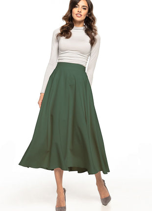 Elegant Midi Skirt with Glued Belt and Zipper Detail - MimiStylez