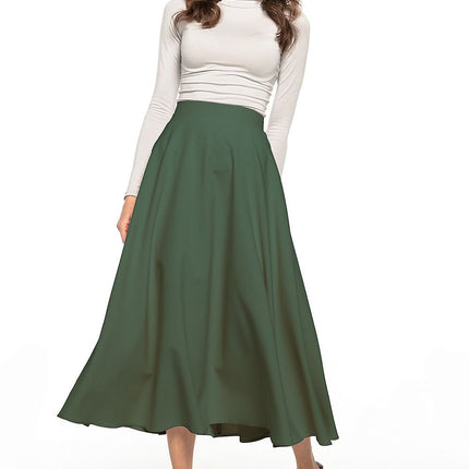 Elegant Midi Skirt with Glued Belt and Zipper Detail - MimiStylez