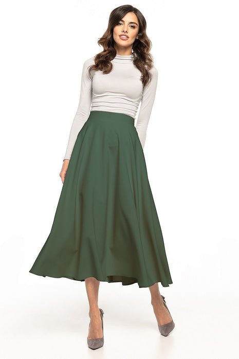 Elegant Midi Skirt with Glued Belt and Zipper Detail - MimiStylez