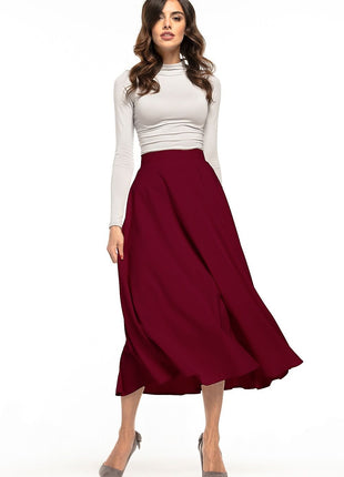 Elegant Midi Skirt with Glued Belt and Zipper Detail - MimiStylez