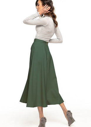 Elegant Midi Skirt with Glued Belt and Zipper Detail - MimiStylez