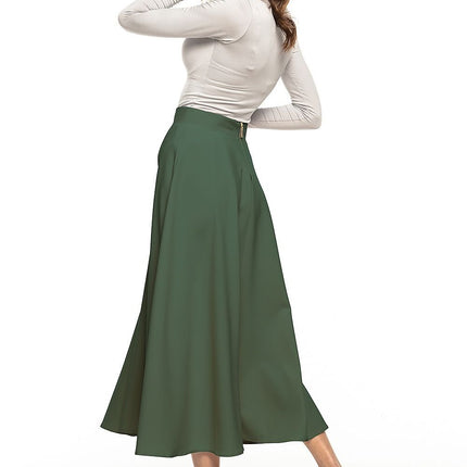 Elegant Midi Skirt with Glued Belt and Zipper Detail - MimiStylez