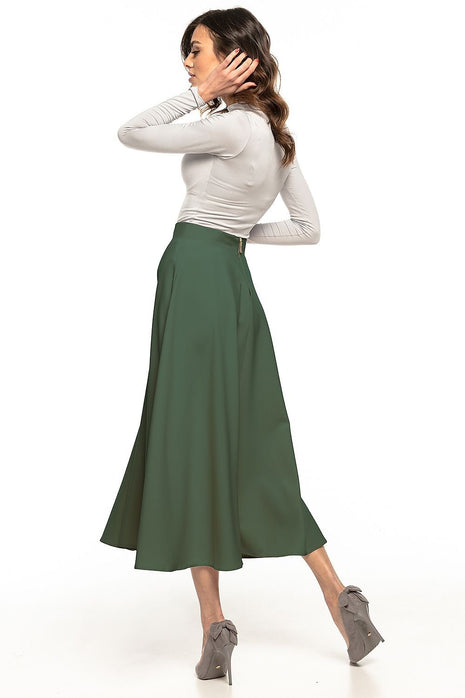 Elegant Midi Skirt with Glued Belt and Zipper Detail - MimiStylez