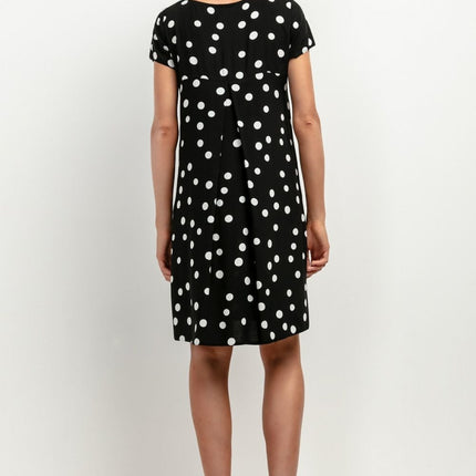 Elegant Patterned Viscose Knee - Length Dress with Back Counterfold - MimiStylez